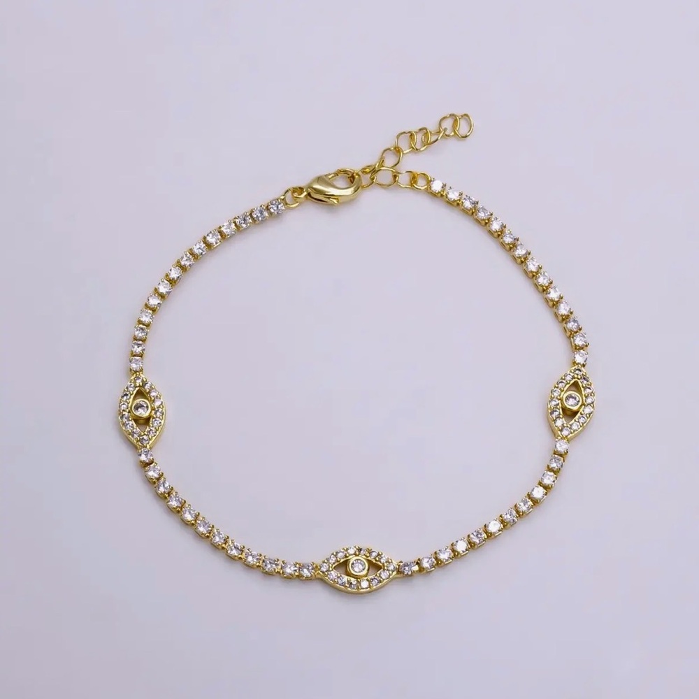 Elegant Gold and Silver Evil Eye Bracelet